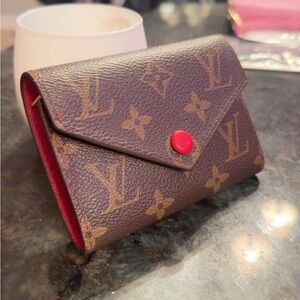 Louis Vuitton Monogram Compact Wallet with Red Snap